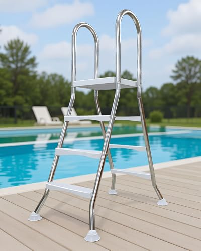Escalera para piscina sobre tierra 4 peldaños acero inox miniatura 1