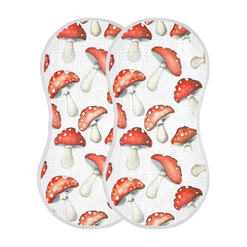 Mushrooms Baby Burp Cloths for Boys and Girls, Soft Muslin Spit Up Towels, 22"x11" Newborn Essentials for Feeding and Drooling, 1 Pack2
