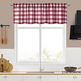 IDEALHOUSE 1 Pack Buffalo Check Plaid Gingham Window Valances,Draperies Curtains for Cafe,Farmhouse,