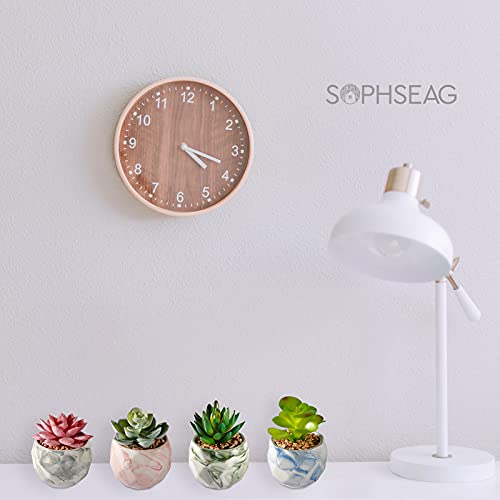 Sophseag Succulents Plants Artificial - Upgraded Mini Potted Fake Succulent Plants For Home Office Desk Plant Decor, Assorted Small Faux Succulents In Rhombus Colored Marbled Ceramic Pots (Set Of 4) #TOP3