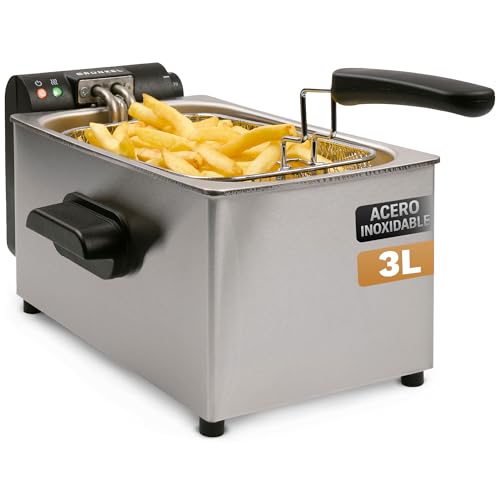 Grunkel Friteuse à huile FRYPRO-3SS avec 2000 W et cuve en acier inoxydable avec technologie de zone froide, capacité de 3 litres et contrôle de température jusqu&rsquo;à 190 °C