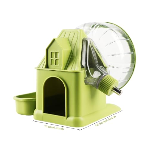 Image of 4 in 1 Silent Large Hamster Wheel Multifunctional Hamster Running Wheel Quite Running Spinner Wheel Accessories with Food Bowl Water Bottle for Hamsters Dwarf Gerbil (Green)