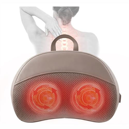 Coussin Massage Shiatsu, Masseur Cervical 3 Vitesses avec 20 Points de Massage et 2 Niveaux de Chaleur pour le Cou, le Dos, les Jambes, les Épaules, Tous