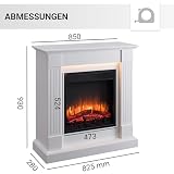 BALDERIA Elektrokamin Ladina - Elektrischer Standkamin mit 3D-Flammeneffekt, Elektro Heizung 2000W, LED-Beleuchtung, Fernbedienung, Timer & Thermostat - Weiß