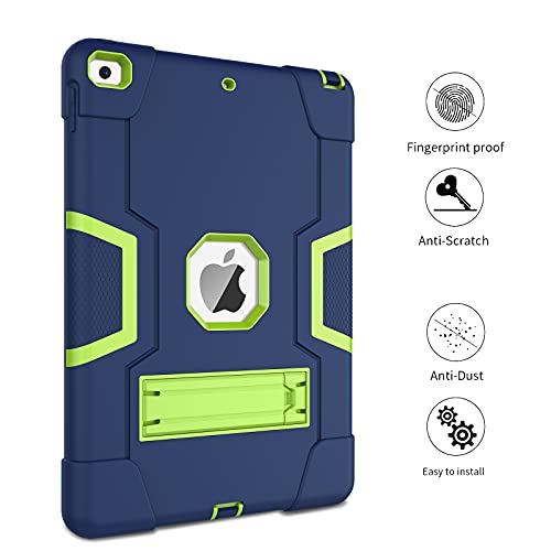 Bentoben Ipad 9Th Generation Case, Ipad 8Th Generation Case, Ipad 7Th Generation Case, 3 Layers Heavy Duty Rugged Shockproof Kickstand Protective Case For Ipad 10.2 Inch 2021/2020/2019,Dark Blue/Green #TOP7