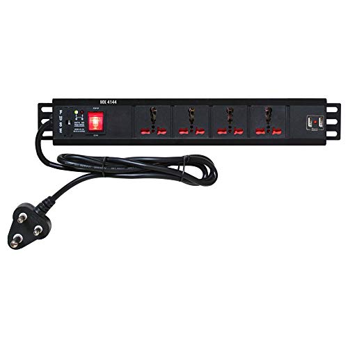 Image of MX 4 Socket Surge Protector (16A) with 2 USB Ports (2.1A) - Child Safety Shutters, Overload Protection, 3m Heavy-Duty Cord - Universal Extension Board for High-Load Appliances