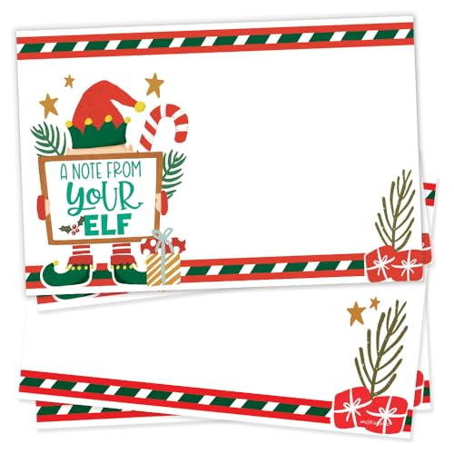 m&h invites Christmas Elf Notes To Kids - Magical Elf Letters For Kids - 50 Count Note Cards From Your Elf