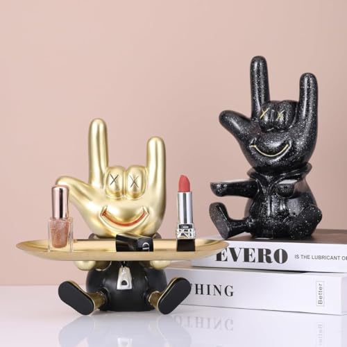 Estatua decorativa abstracta de mano con bandeja miniatura 4