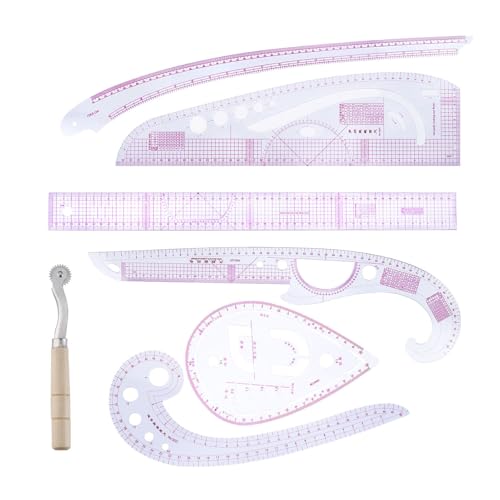 Hozaenwa Reglas de Costura,Guía De Corte Curva,Kit de 7 Piezas de Reglas de Bordado y Costura | Quilters Principiantes Sastres Tejido Manualidades Ganchillo Pantalón Vestido