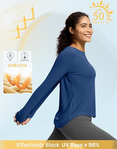 Image of Soothfeel Lightweight Long Sleeve Workout Tops for Women Gym Running Shirts