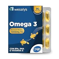 Omega 3 IFOS 5 Stelle Certificato, 90 capsule in Blister da 1000mg in forma Trigliceride, Senza Retrogusto. Olio di pesce ad Alto dosaggio, Ricco di EPA e DHA, Trigliceridi, Cuore, Cervello, WESALYS