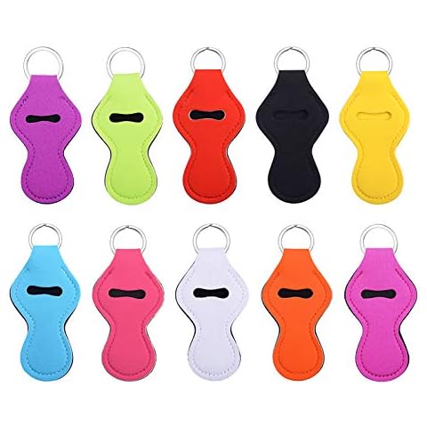 HooAMI Chapstick Holder Keychain Lipstick Lip Balm Key Chain Holder Different Vibrant Prints 10 Pieces Cover