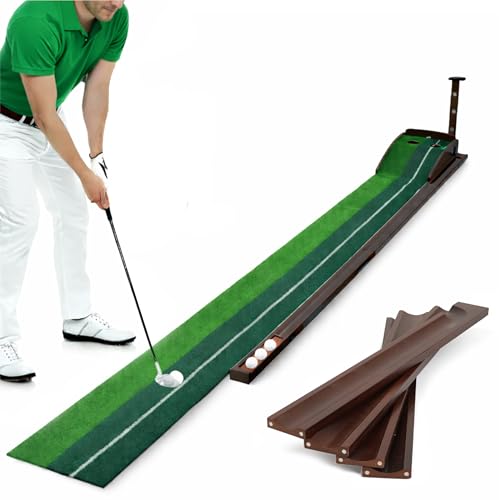 Golf Putting Mat with Ball Return – Practice Putting Green Indoor – Non-Slip Smooth Surface for...