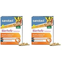 sanotact Bierhefe Tabletten • 400 Tabletten • 100% natürliche Bierhefe vegan • Mit Biotin für schöne Haare und gesunde Haut • Inklusive 6 B-Vitaminen (Packung mit 2)