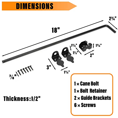 Image of 18 inch Heavy Duty Cane Bolt Gate Drop Rod-Steel Gate Ground Latch Designed for Wood Metal Vinyl Gates or Double Doors Fence Applications