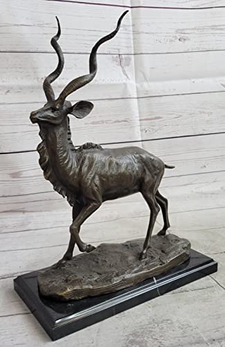 Signed Original Milo Wildlife Animal African Kudu Bronze Sculpture Statue Decor Gift Home Sale Decor by Think Bronze