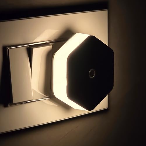 Ezee Living Hexagonal Warm White LED Night Light – Auto Sensor 0.5W, Plug-in (1PC) | Energy Saving Soft Glow for Bedroom, Kids Room, Hallway, Bathroom | Home, Kitchen & Travel