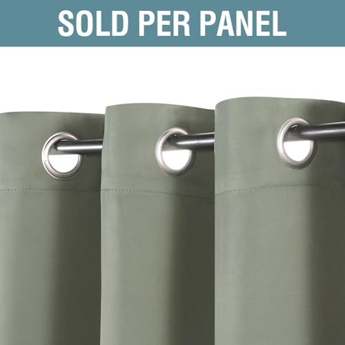 Image of H.VERSAILTEX Sage Green Curtains /Drapes Blackout for Bedroom Room Darkening Thermal Curtains for Living Room Noise Reducing Sound Proof Solid Grommet Curtain (One Panel, Light Sage, 52 inch W x 90 inch L)