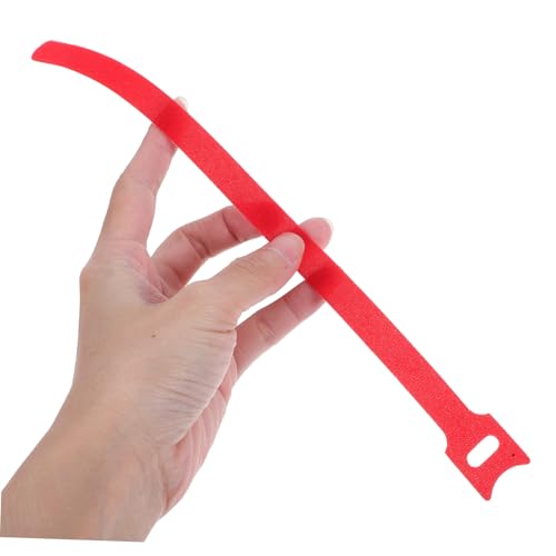 Levemolo 100 piezas reutilizables para amarrar cables con hebilla roja, cintas autoadhesivas para organizar cables de escritorio y hogar miniatura 4