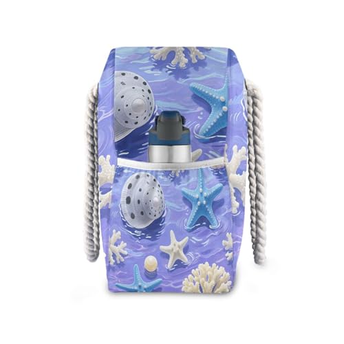 OTVEE Coral Sea Stars Pattern Beach Bags for Women Ladies Large Canvas Tote Shoulder Bag Waterproof Travel Bags for Gym Swim Pool Camping3