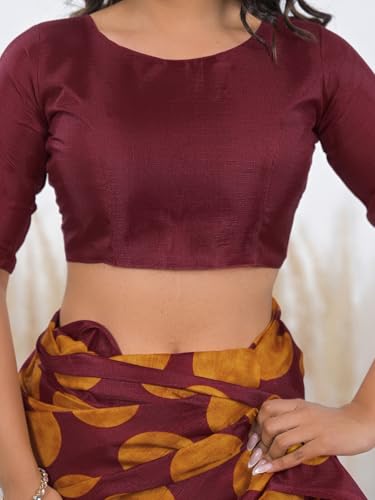 Image of SIRIL Women's Cotton Printed Saree With Unstitched Blouse Piece