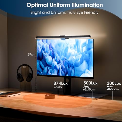 Image of Quntis Monitor Light Bar, Screen Monitor Lamp with Backlight for Eye Caring, Dimmable Screen Light Bar Computer Light No Screen Glare Home Office Work Desk Lamp