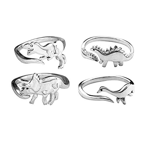 Pingyongchang Personalized cute dinosaur promise ring opening adjustable matching ring suitable for female best love gift for couples good friends