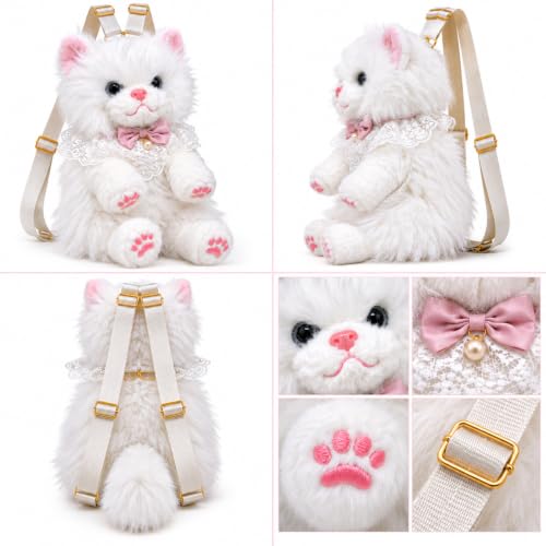 Image of Cute Tiger Plush Sling Bag for Kids | Soft Toy Shoulder Bag with Adjustable Strap | Lightweight Animal Backpack for Boys & Girls | Travel & Gift Bag - Black & White