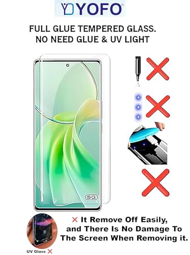 Image of YOFO Premium HD+ Full Glue Tempered Glass For Motorola G58 Full Glue Curved Glass 100% Fingerprint Working with self installation kit (NON UV GLASS)