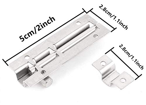 Xmhf Barrel Bolt Door Latch, Sliding Lock Gate Hasp Stainless Steel Thickened 2 Inch Silver (10 Piece) #TOP1