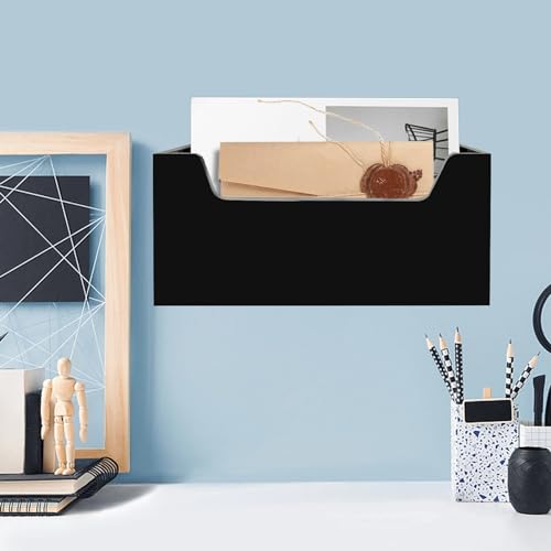 Acrylic Mail Holder Organizer Box for Desk Countertop Wall Mount Black by Weiai - Image 7