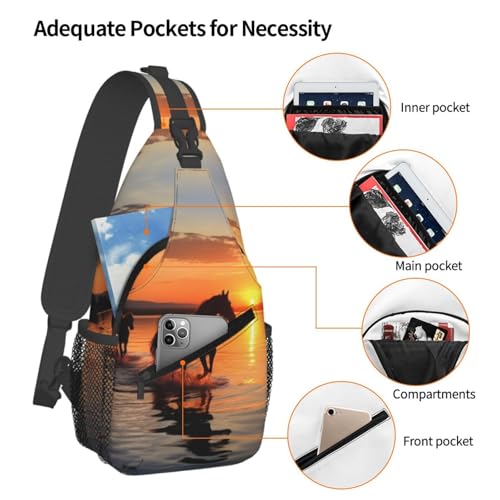 Mochila bandolera negra para senderismo y viaje miniatura 3
