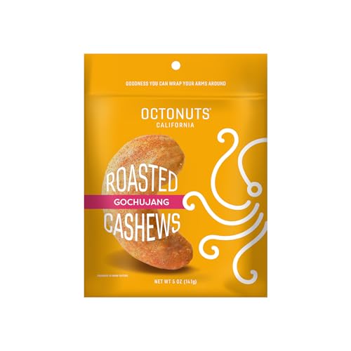 Image of Octonuts Gochujang Roasted Cashew (5oz) Plant Based Protein Snack with Korean-Inspired Flavor - Healthy Snack for Adults & Kids - Keto Friendly, Vegan & Non-GMO Verified