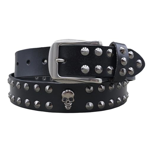 Ceinture tête de mort en cuir véritable pour sublimer vos jeans rock
