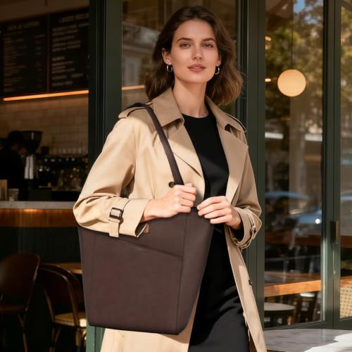 Image of Tote Bag for Women,Large Capacity Straw&Vegan Leather Tote Purses for Women,Shoulder Bags For Daily Travel Work Beach
