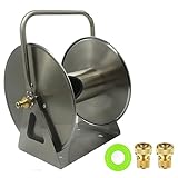 Edelstahl-Gartenschlauchtrommel, Wand-/Bodenmontage für einfache Lagerung und Verwendung im Hof, Garten, Bauernhof und Terrasse