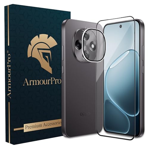 Image of ArmourPro Edge to Edge Tempered Glass for Oppo F31 Pro with Silver Camera Ring Guard, 9H Screen Protector, Anti-Scratch, Anti-Fingerprint, Bubble-Free Installation Kit