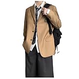 [ＳＹＥＯＪＥ] スクールブレザー 男子高生 スーツ メンズ 制服 ジャケット スクール フォーマル スーツ 無地 コート アウター 高校制服 JK制服 ジャケット オフィス 通学 学院風 入学式 卒業式 学生服 (JP, アルファベット, M, ブラウン)