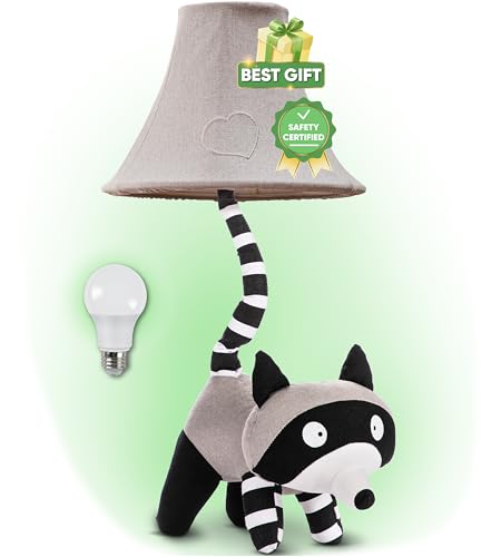 Table Lamp for Kids Bedroom - Gift for All Ages, Cute Animal Lamp Toddler Boys Girls, Raccoon Room Decor Boys, Birthday Gifts Kids, Teens, Brother, Son, Friends, Men, Father, Dad, Mother, Mom