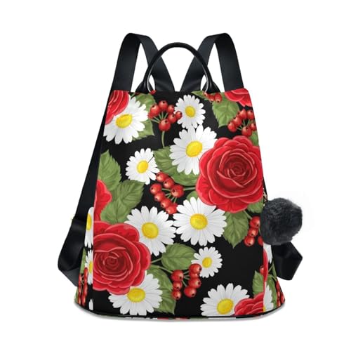Sac à dos vintage marguerites rose cartable toile fleuri