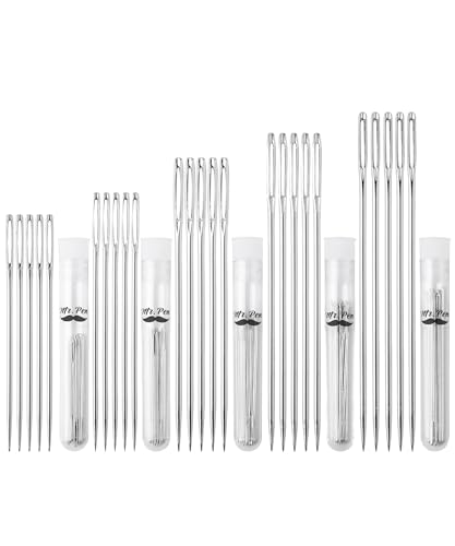 Mr. Pen- Large Eye Needles for Hand Sewing, 50 pcs, 5 Sizes, Silver, Embroidery Needles for Hand Sewing