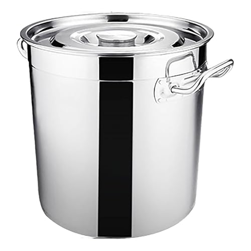 Olla para sopa y guiso de acero inoxidable con tapa, diseño grueso para cocinas de gas e inducción, perfecta para sopas y guisos