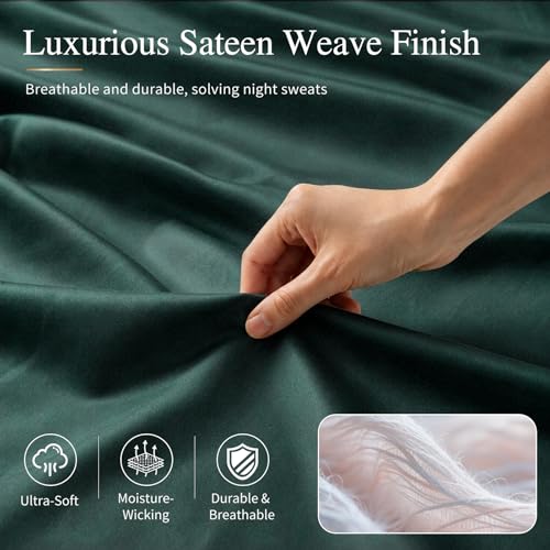 Image of MEISHANG 1000TC Egyptian Cotton Sheets Queen, 16 inch Deep Pocket | 1000TC Egyptian Cotton Sheets, Sateen Weave, Ultra Soft & Breathable, OEKO-TEX Certified