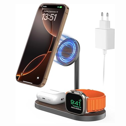 KU XIU Cargador 3 en 1 para Apple, Cargador Inalámbrico para iPhone, Apple Watch y mag-Safe Charger, Compatible con iPhone 16/15/14/13/12 Series, Apple Watch 9/8/7/6/SE/5/4, para AirPods 2/3/Pro KU XIU Cargador 3 en 1 para Apple, Cargador Inalámbrico para iPhone, Apple Watch y mag-Safe Charger, Compatible con iPhone 16/15/14/13/12 Series, Apple Watch 9/8/7/6/SE/5/4, para AirPods 2/3/Pro