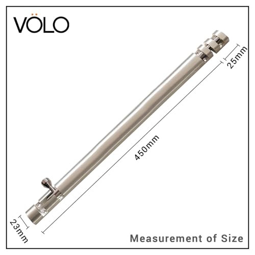 Image of VOLO Aluminium Tower Bolt with Stainless Steel Rod - Heavy Duty Door & Window Latch for Home and Office | Main Door Tower Bolt | Kundi /Chitakini | Pack of 2 Pieces (Silver, 18 Inch)