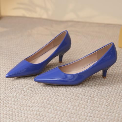 Image of Women's Low Kitten Heel Pumps Classic Fashion Dress Pumps Simple Heeled Shoes for Office Work