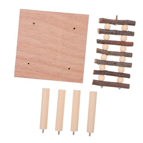 ABOOFAN シーハムスターケージ用木製はしごプラットフォーム 小動物用クライミングおもちゃ リスやスナネズミにも適用 動物の運動と遊びをサポートするデザイン