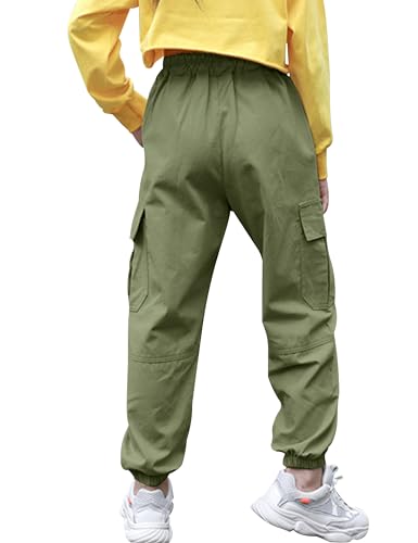Image of Little Girls Cargo Pants Elastic Waist Cargo Jogger Pants with Pockets