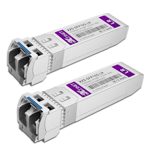 XZSNET 10GBASE-LR SFP+ Transceiver 10G SFP+ zu LC Singlemode Fiber Modul für Cisco SFP-10G-LR Ubiquiti UniFi UF-SM-10G Mikrotik S+31DLC10D Meraki Netgear D-Link und mehr 1310nm 10km 2 Stück