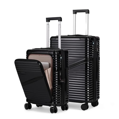 Image of Assembly Oblique Pro Trolley Bag Set of 2 20, 24 Inch Hard Shell Polycarbonate Luggage Set with Laptop Compartment with TSA Lock 8 Spinner Wheels